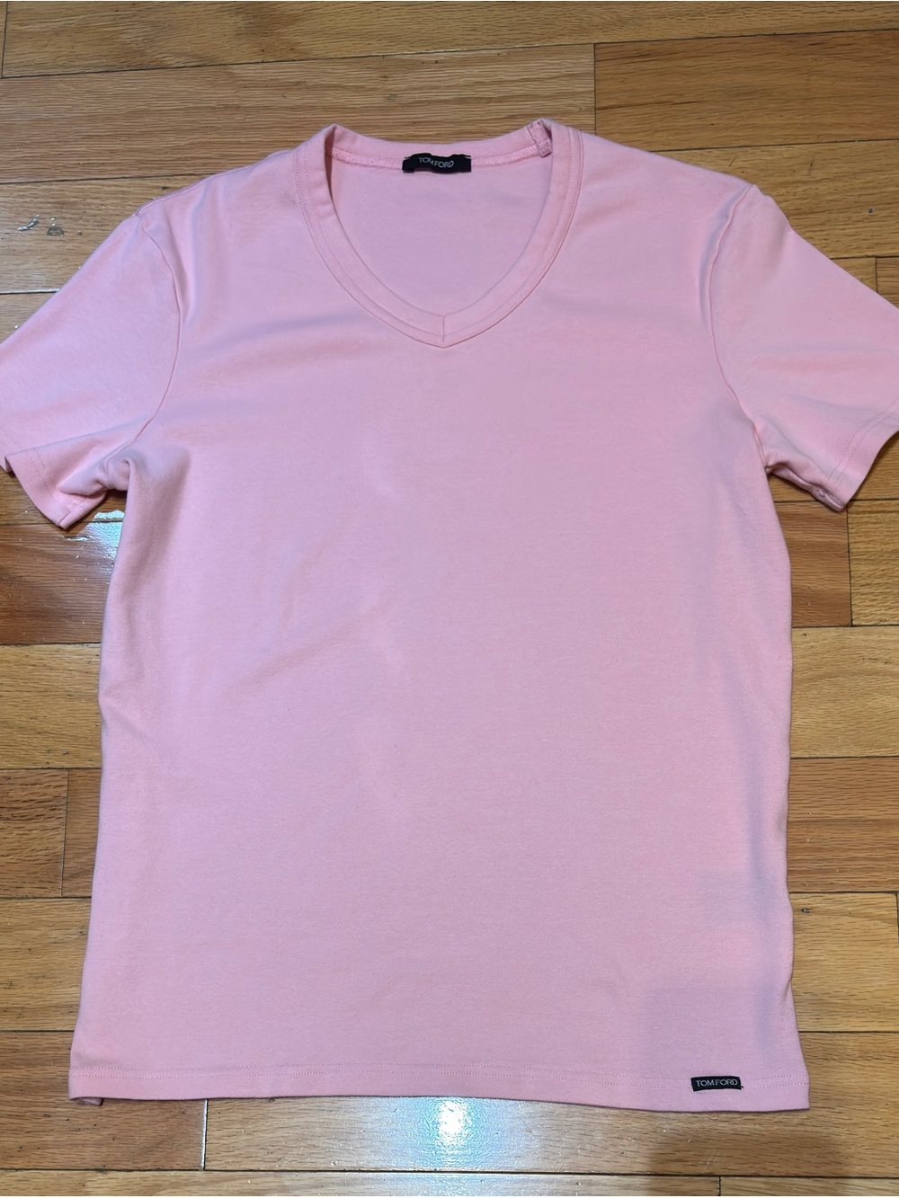 TOM FORD Pink V-Neck Short Sleeve Unisex T-Shirt - Cotton Blend - Logo - Size M - Picture 1 of 13